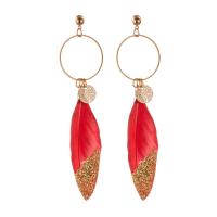 Fashion Feather Earring , Zinc Alloy, with Feather, vintage & fashion jewelry 7.5cm 
