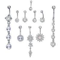 Brass Body Piercing Jewelry Set, plated, 10 pieces & micro pave cubic zirconia & for woman 