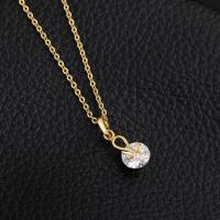 Brass Cubic Zirconia Necklace, plated, micro pave cubic zirconia & for woman 19mm .9 Inch 