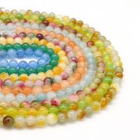 Gefärbter Marmor Perlen, rund, poliert, DIY, gemischte Farben, 8mm, Länge:38 cm, verkauft von Strang