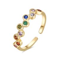 Cubic Zirconia Micro Pave Brass Finger Ring, gold color plated, micro pave cubic zirconia & for woman, multi-colored, 21mm, US Ring 