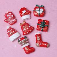 Рождественские смолы кабошон, канифоль, Рождественский дизайн & DIY & разные стили для выбора, Много цветов для выбора, 50ПК/сумка, продается сумка