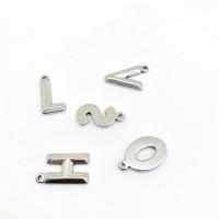 Stainless Steel Letter Pendant, 304 Stainless Steel, DIY original color 