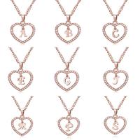 Rhinestone Zinc Alloy Necklace, rose gold color plated & for woman & with rhinestone .9 Inch 