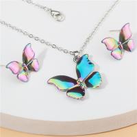 Fashion Zinc Alloy Jewelry Sets, Stud Earring & necklace, colorful plated, for woman .8 Inch 