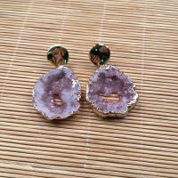Agate Drop Earring, Ice Quartz Agate, irregular, gold color plated, DIY 20x25- 