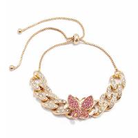 Zinc Alloy Rhinestone Bracelets, with iron chain, plated, for woman & with rhinestone Approx 7-12 Inch 