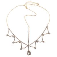Zinc Alloy Head Chain, gold color plated, for woman & with rhinestone 