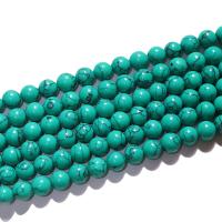 Perles en Turquoise naturelle, Rond, poli, DIY & normes différentes pour le choix, vert pouce, Vendu par brin