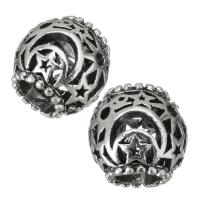 Zinc Alloy Large Hole Beads, Round, plated, DIY, silver color Approx 5mm 