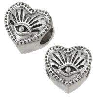 Zinc Alloy Large Hole Beads, Heart, plated, DIY, silver color Approx 4.5mm 