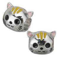 Zinc Alloy Large Hole Beads, Cat, plated, DIY, silver color Approx 5mm 