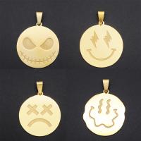 Stainless Steel Pendants, Flat Round, gold color plated & for woman Approx 