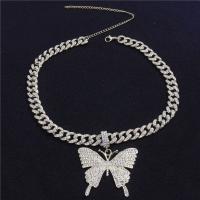 Rhinestone Zinc Alloy Necklace, with Rhinestone, plated, for woman .7 Inch 