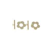 Brass Toggle Clasp, Flower, plated, DIY, golden, 13*13*1mmuff0c4*15mm 