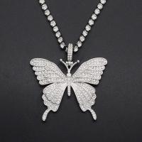 Rhinestone Zinc Alloy Necklace, Butterfly, plated, for woman & with rhinestone Approx 17.7 Inch 