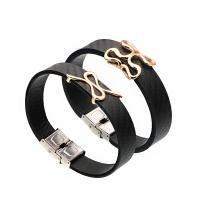 Men Bracelet, Stainless Steel, with leather cord, fashion jewelry 