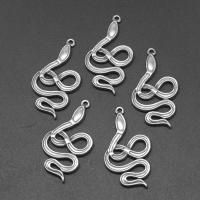 Stainless Steel Pendants, Snake, die-casting, DIY, silver color, 33*19*2mm 