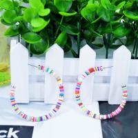 Polymer Clay Hoop Earring, for woman, multi-colored, 55mm 