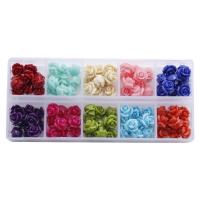 Flower Resin Beads, with Plastic Box, Rectangle, polished, DIY 