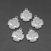 Stainless Steel Pendants, Round, die-casting, DIY, silver color, 20*16*2mm Approx 1mm 