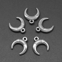 Stainless Steel Pendants, Moon, die-casting, DIY, silver color, 14*16*2mm Approx 1mm 