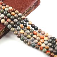 Landschafts-Jaspis Perlen, Bild Jaspis, rund, poliert, DIY & verschiedene Größen vorhanden, Länge:ca. 15.7 ZollInch, verkauft von Strang