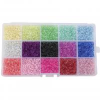 Color Lined Glass Seed Beads, with Plastic Box, Round, DIY 