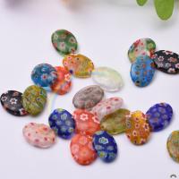 Millefiori Glass Beads, Millefiori Lampwork, Flat Oval, DIY, mixed colors 
