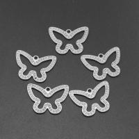 Stainless Steel Pendants, Butterfly, die-casting, DIY, silver color, 25*18*2mm 