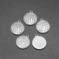 Stainless Steel Pendants, Round, die-casting, DIY, silver color, 21*18*3mm Approx 1mm 