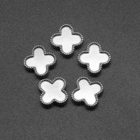 Stainless Steel Cabochon Setting, Four Leaf Clover, die-casting, DIY, silver color, 11*3mm 