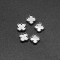 Stainless Steel Cabochon Setting, Four Leaf Clover, die-casting, DIY, silver color, 8*3mm 