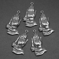 Stainless Steel Pendants, Hand, die-casting, DIY, silver color, 36*18*4mm Approx 1mm 