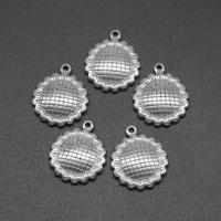 Stainless Steel Pendants, Round, die-casting, DIY, silver color, 21*18*3mm Approx 1mm 