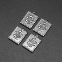 Stainless Steel Pendants, Rectangle, die-casting, DIY, silver color, 21*15*3mm Approx 1mm 