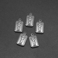 Stainless Steel Pendants, Rectangle, die-casting, DIY, silver color, 18*10*2mm Approx 1mm 