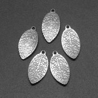 Stainless Steel Leaf Pendant, die-casting, DIY, silver color, 24*12*2mm Approx 1mm 