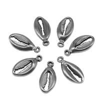 Stainless Steel Pendants, Shell, die-casting, DIY, silver color, 17*8*3mm 