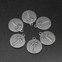 Stainless Steel Pendants, Round, die-casting, DIY, silver color, 16*4*2mm 