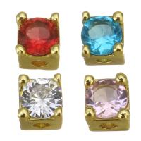 Cubic Zirconia Brass Beads, Square, plated, fashion jewelry & DIY & for woman & with cubic zirconia Approx 1.5mm 