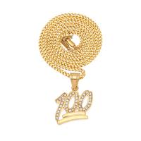 нержавеющая сталь Ожерелье, плакирован золотом, Снаряженная цепь & Мужский & со стразами длина:24 дюймовый, продается Strand