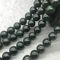 Perles en verre aventuriné vert, Pierre d'or vert, Plat rond, poli, DIY & normes différentes pour le choix, vert, Vendu par brin