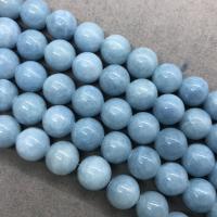Blauer Chalcedony Perle, Chalzedon, rund, poliert, verschiedene Größen vorhanden, himmelblau, Länge:ca. 15 ZollInch, verkauft von Strang