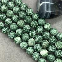 Grüner Tupfen Stein Perlen, grüner Punkt Stein, rund, poliert, verschiedene Größen vorhanden, Länge:ca. 15 ZollInch, verkauft von Strang