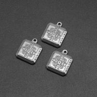 Stainless Steel Pendants, Square, die-casting, DIY, silver color, 18*15*2mm Approx 1mm 