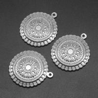 Stainless Steel Pendants, Round, die-casting, DIY, silver color, 44*38*4mm Approx 1mm 