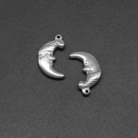Stainless Steel Pendants, Moon, die-casting, DIY, silver color, 20*11*3mm Approx 1mm 