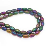 Perles de lave multicolor, lave volcanique, ellipse, Placage, DIY, multicolore, 10*20mm, Vendu par brin