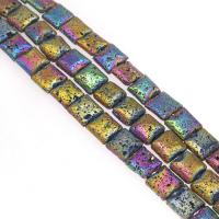 Perles de lave multicolor, lave volcanique, rectangle, Placage, DIY, multicolore, 12mm, Vendu par brin